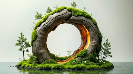Landscape of Green Plant Ring Installation