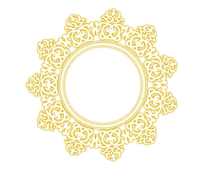 Golden ornate circular frame design isolated transparent background
