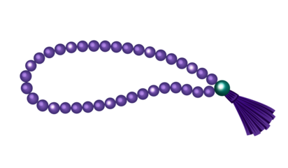 Purple bead necklace with tassel isolated on transparent background transparent background