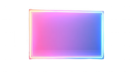 Neon frame with pink and blue gradient glows against a stark on transparent background