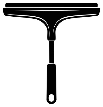Black Squeegee Tool Icon, Cleaning Equipment, Window Glass Squeegee