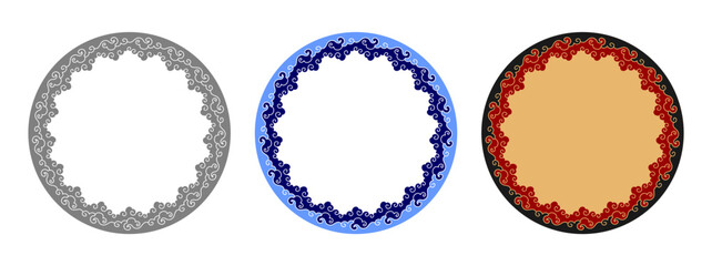 Chinese Cloud Decorative Ornament Circle Round Frame Border Vector Background Illustration