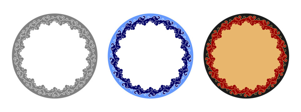 Chinese Cloud Decorative Ornament Circle Round Frame Border Vector Background Illustration