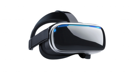 Sleek virtual reality headset with futuristic design against on transparent background