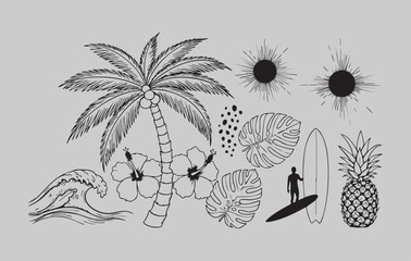 Summer beach silhouette