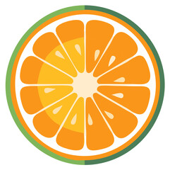 Fresh Colorful Citrus Slice with Vibrant Orange Pulp and Green Rind Minimalist Flat Design