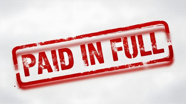 Paid in full stamp on white background