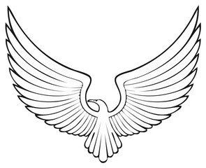 Fototapeta premium Stylized Eagle Emblem with Open Wings Spreading Upwards in a Minimalist Outline Design
