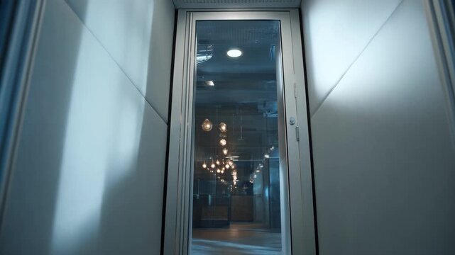 Medium shot of a sleek confessional booth equipped with advanced noisecanceling sound masking devices ensuring crystal clear speech privacy in a modern office setting.