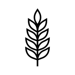 Wheat stalk icon with simple lines, isolated on transparent background