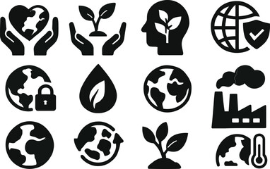 Eco friendly and green environment icons representing sustainability and Earth conservation