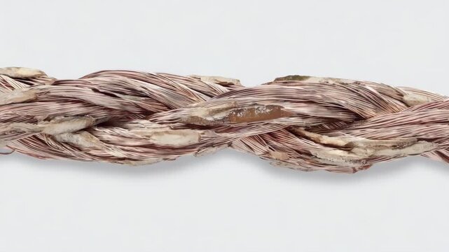 Medium view of copper braided wire shielding encasing a coaxial cable showcasing fine strands tightly woven for advanced electromagnetic interference protection.