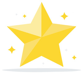 Fototapeta premium Golden Star with Sparkles Icon Vector Illustration Success Achievement Award
