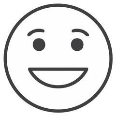 Fototapeta premium Smiling face emoji with open mouth and happy eyes line icon. Simple emoticon symbol for positive expression.