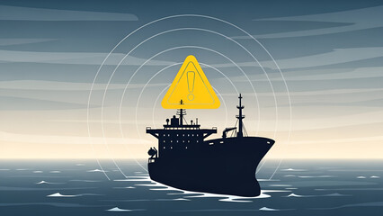 Cargo ship faces shipping disruption over vast ocean creating logistical problem maritime risk