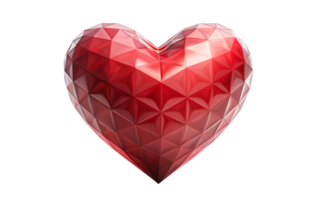 Red Geometric Heart Crystal Isolated graphic poly isolated on a transparent background