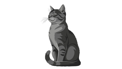 Black and White Cat Illustration.