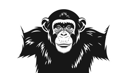 Black and White Chimpanzee Illustration.