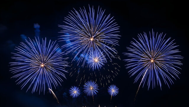 Vibrant night sky fireworks display - Powered by Adobe