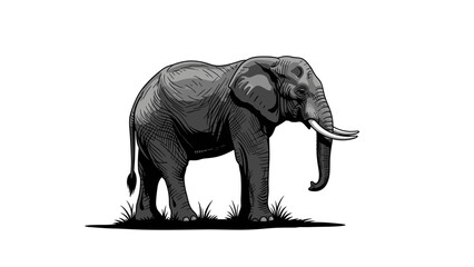 Black and White Elephant Illustration 1.