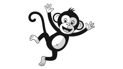 Black and White Monkey Illustration.