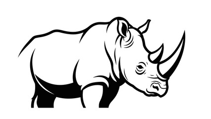 Black and White Rhino Illustration 1.