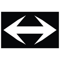 Two white arrows pointing in opposite directions on a black background  symbol for back and forth movement