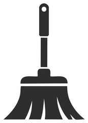 Stylized Dark Grey Broom Icon for Cleaning Purposes and Household Chores Illustration