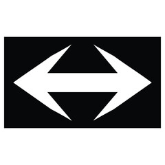 White arrow pointing both ways on black background for direction and navigation purposes