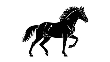 Obraz premium Black Silhouette of Running Horse.