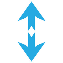 Blue arrows pointing up and down in opposite directions  double headed arrow symbol