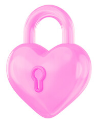 Pink heart padlock png 3D element, transparent background