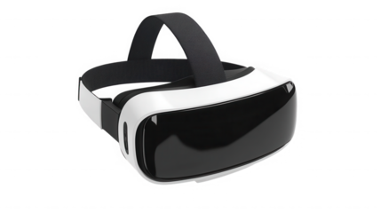 Virtual reality headset offers immersive digital experience on a black backdrop on transparent background