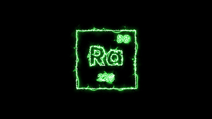 Radium periodic table element neon thunder icon isolated on black background