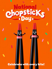 National chopsticks day celebration with colorful confetti