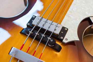 Vintage bass guitar close