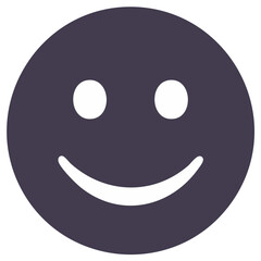 Simple Happy Face with Curve, Cartoon Emoji Circle Icon
