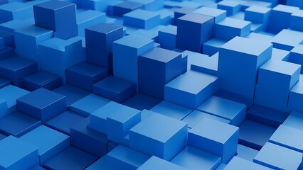 Fototapeta premium Blue 3D Cubes Geometric Pattern Background.