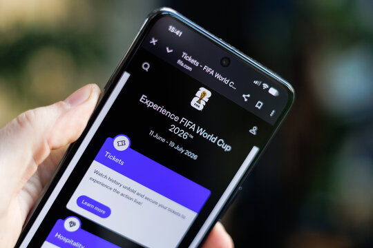 Ticketing page on mobile phone for World Cup FIFA 2026 website
