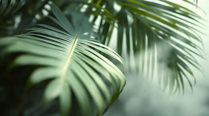tropical palm leaves. Green jungle foliage background.