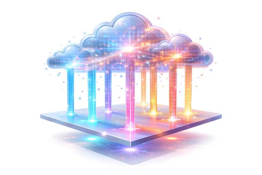 Abstract digital cloud computing and data transfer concept - Powered by Adobe