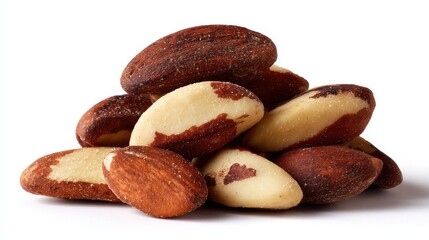 Obraz premium A pile of brazil nuts isolated on white background