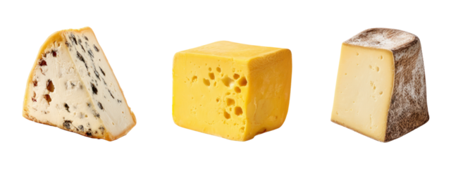 Delicious cheese varieties on transparent background food photography studio