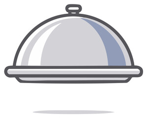 Obraz premium Shiny metal food serving cloche icon on a platter an elegant restaurant dish cover for special meal presentation