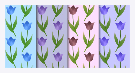 A set of 4 patterns featuring wildflower bells