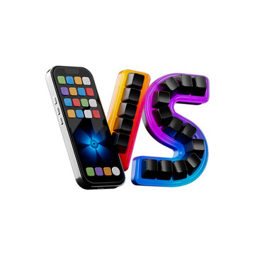 3d smartphone vs keyboard vs icon, mobile vs pc gaming comparison badge