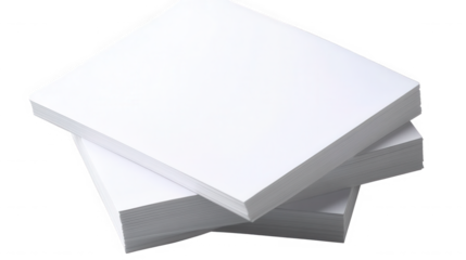 Stack of pristine white printing paper ready for use in office or creative project on transparent background