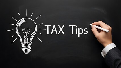 Writing tax tips on chalkboard