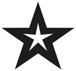 Bold Black Star with White Inner Star Shape Abstract Geometric Graphic Design Element