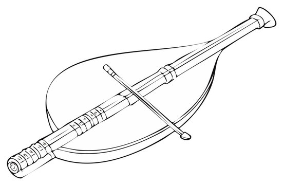 Medieval Rebec Bowed String Instrument Line Art Illustration